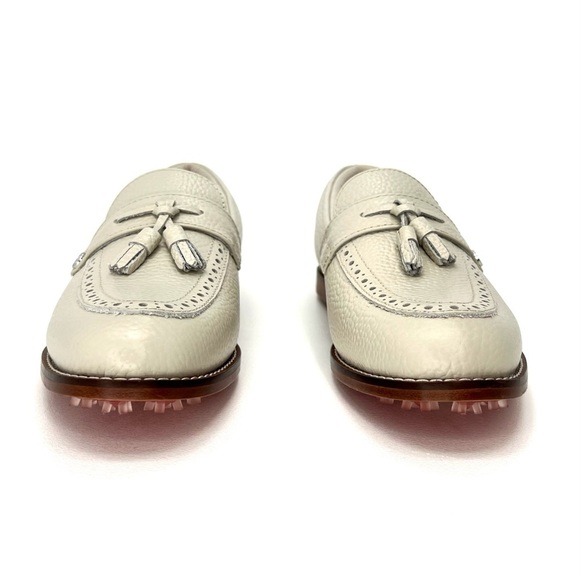 New G/FORE Womens Golf Shoes Size 7 Leather Loafers Tassel Brogue Cruiser Stone - Picture 3 of 10
